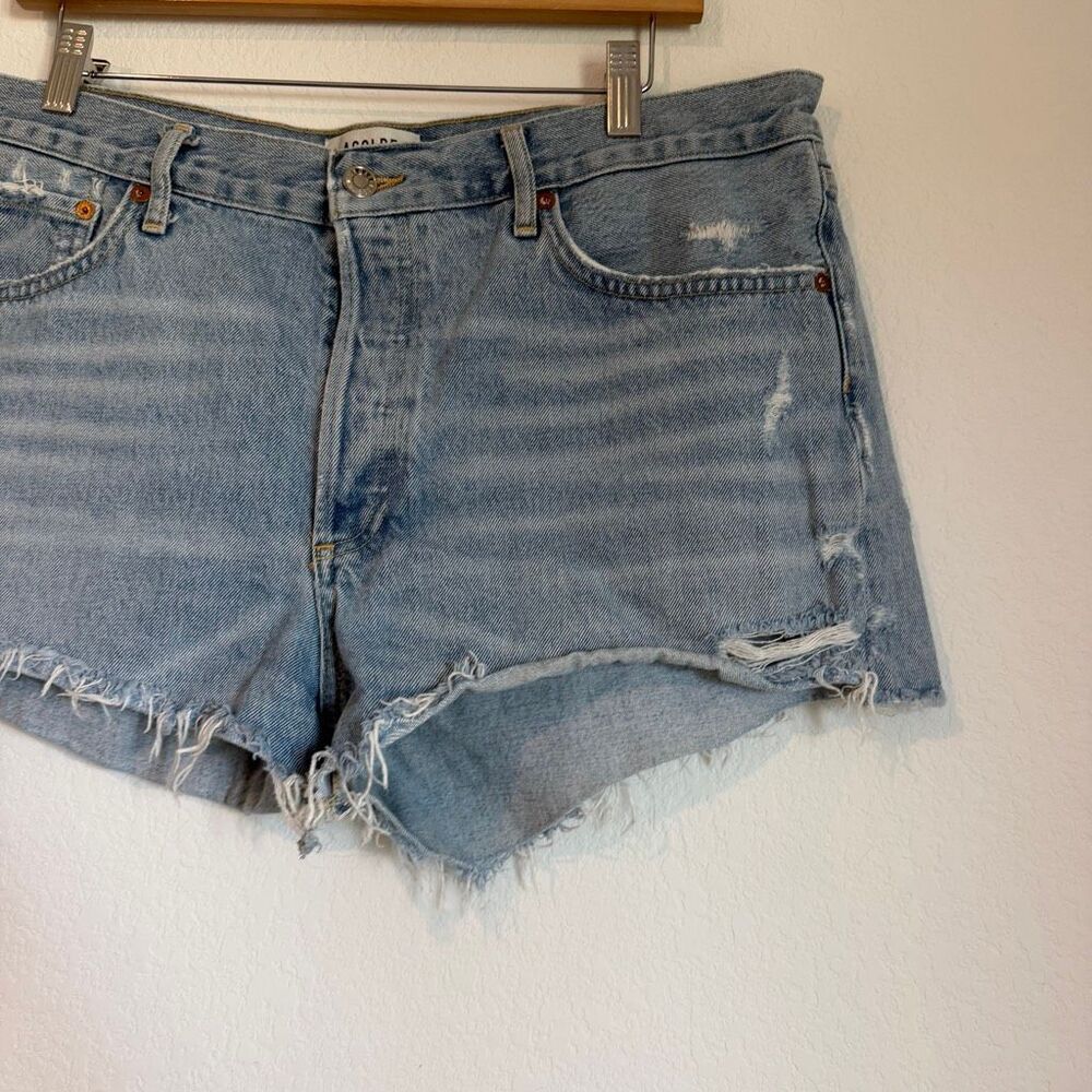 Agolde Swapmeet Blue Denim Parker Vintage Cut-Off Jean Shorts Women's Size 32 - Picture 3 of 7
